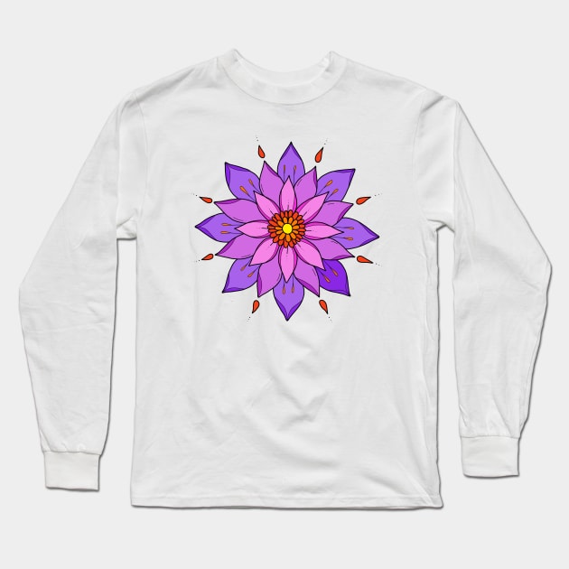 Purple Flower Long Sleeve T-Shirt by Aurora Crafts